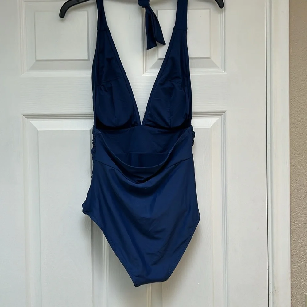 Cupshe Women's Halter Backless Ruched Tummy Control Swimsuit-Size S  NWT